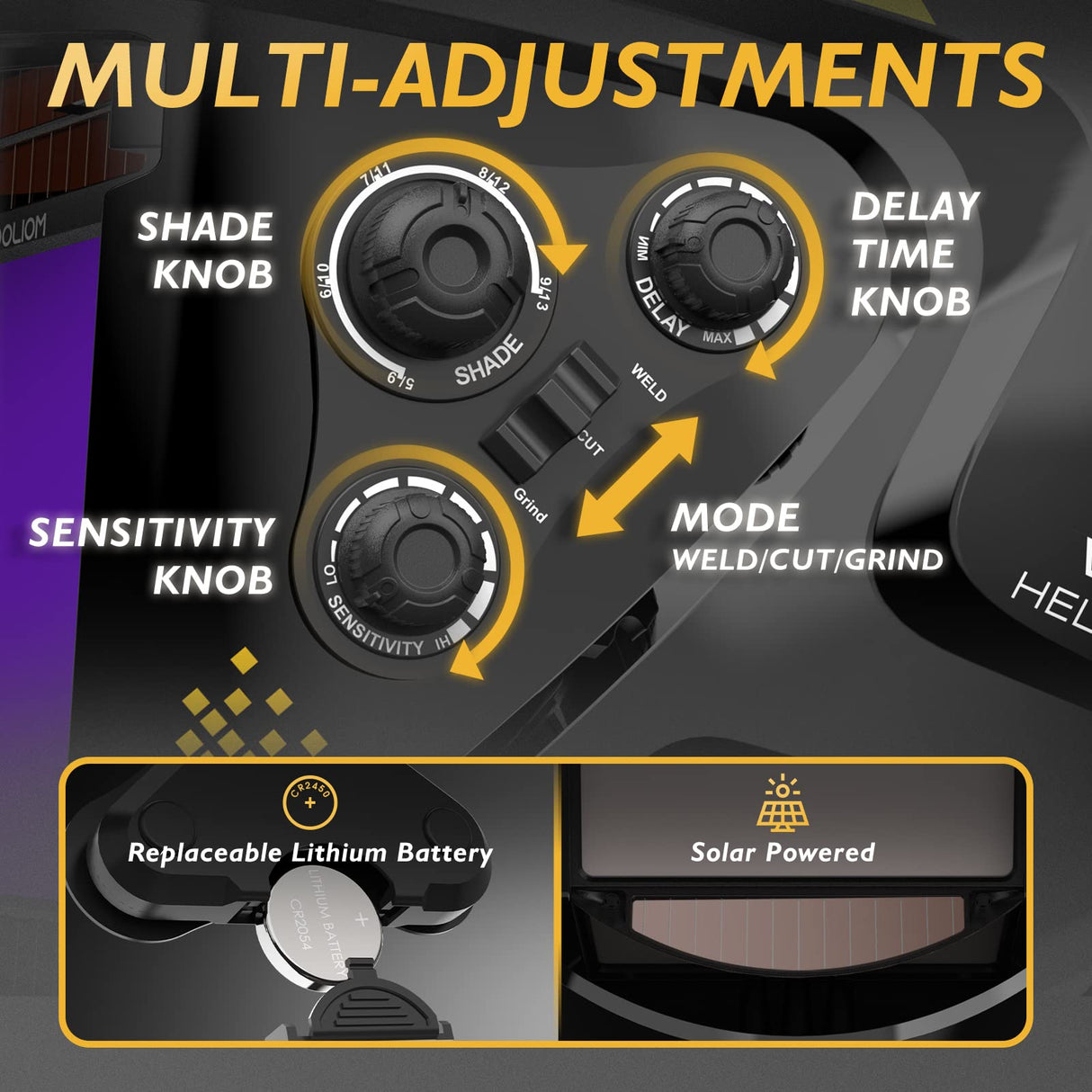 TOOLIOM Large Viewing 3.94"x3.66" Welding Helmet True Color Auto Darkening Welding Mask Solar Powered Shade 4/5-9/9-13 Welder Helmet for TIG MIG Stick Cut Grind TOOLIOM