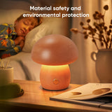 LONRISWAY Wooden Mushroom Lamp, Portable Cordless Rechargeable Battery Operated Lamp,Stepless Dimming, Night Light for Birthday Gifts LONRISWAY