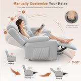 RV Loveseat Recliner Sofa, Oversized Massage Wall Hugger Recliner Couch with Side Pockets, Cup Holders, Reclining Sleeper, 150° Adjustable Recline & Padded Armrests, for RV (Light Gray, Loveseat) Tiooii