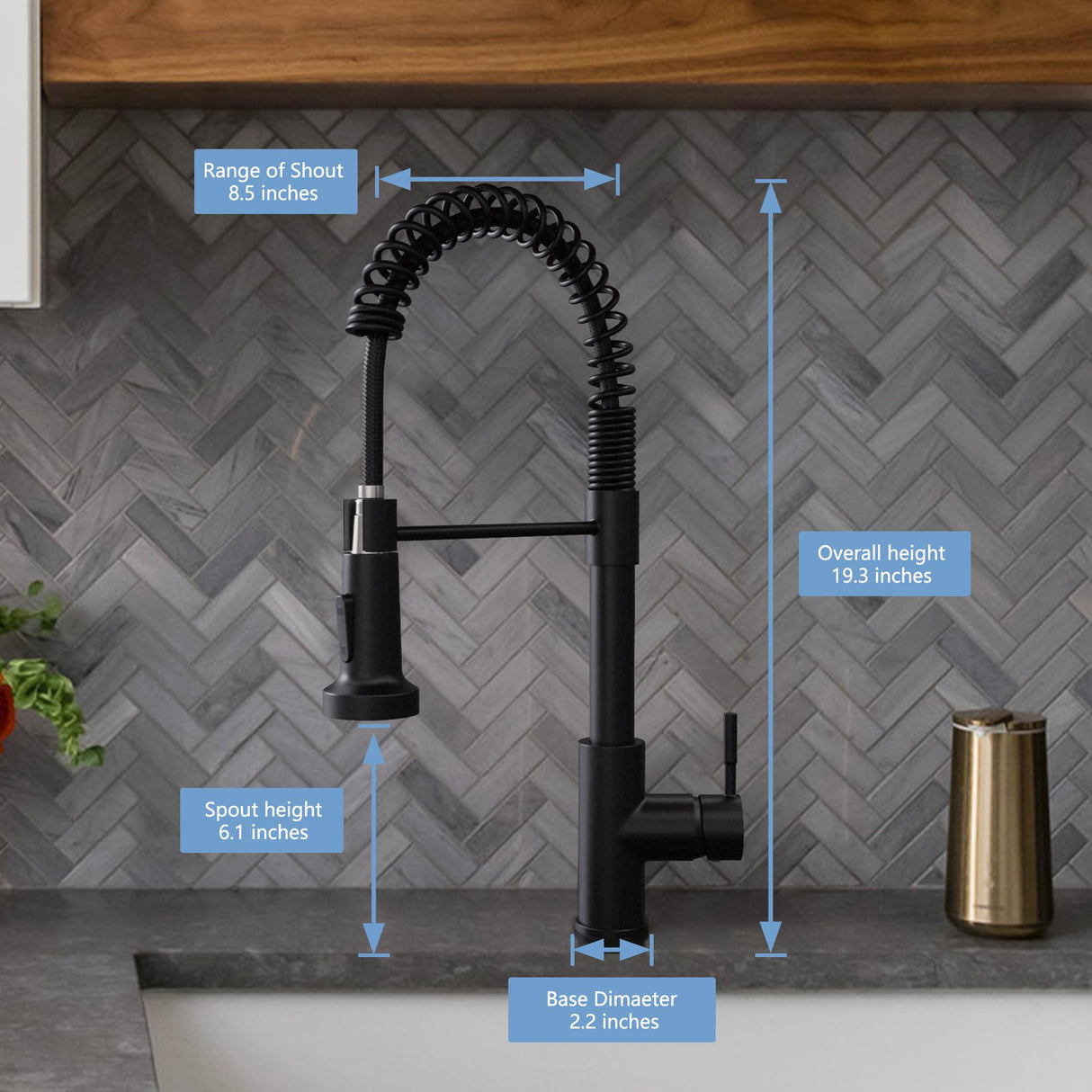 GIMILI Black Kitchen Faucet with Pull Down Sprayer Commercial Single Handle Lever Spring Kitchen Sink Faucet GIMILI