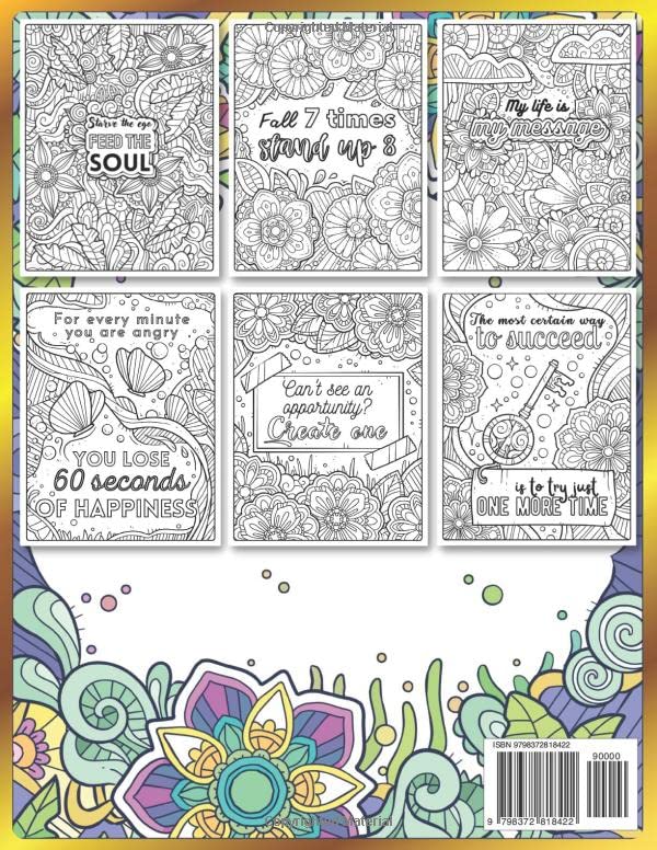 Inspirational Coloring Book for Adults: 50 Motivational Quotes & Patterns to Color - A Variety of Relaxing Positive Affirmations for Adults & Teens WoodArtSupply