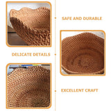 PRETYZOOM Rattan Fruit Bowl, 10 inch Natural Wicker Basket Fruit Plate Bread Display Stand with Base, Kitchen Counter Wicker Storage Basket Storage Serving Baskets PRETYZOOM