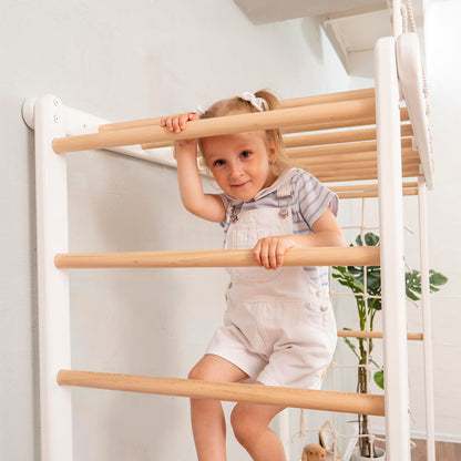 Woodandhearts Giant Bridge Swedish Ladder Indoor Playground, Montessori Climbing Set, Indoor Jungle Gym for Toddlers (No Accessories)