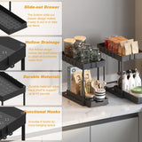 Meltrck Under Sink Organizer 2 Pack,Bathroom Under Cabinet Storage with Pull Out Sliding Drawers for Kitchen Organization,12.8 Inch,Black Meltrck
