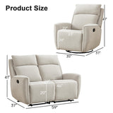 INZOY Manual Recliner Sofa Furniture Set for Living Room, Included Chenille Nursing Chairs Swivel Glider Recliners, Wall-Hugger 2 Seat Reclining Loveseat, Double Reclining Sofa Couch, Beige, 1+2 INZOY