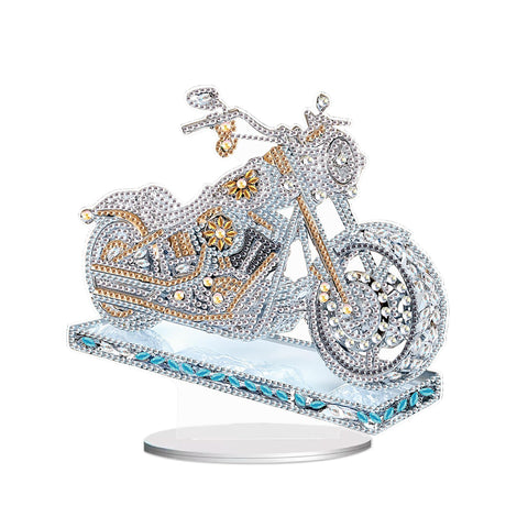 MVVMTOP Diamond Painting Desktop Ornament Kits, Motorcycle DIY Diamond Art for Adults Beginners Desktop Ornament Kits Special Shape Decorative Ornaments for Home Office Decor Gift MVVMTOP