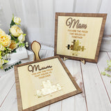 Personalized Wood Sign Mothers Day Gifts, Custom Mother's Day Present Puzzle Name Sign Frame, Desk Wooden Plaques Birthday Gifts for Mom Mum Mommy Mama Grandma from Daughter Son Husband Meigmi