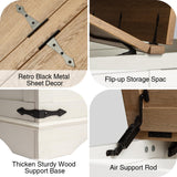 Wnutrees Farmhouse Coffee Table with Hinged Lift Top and Large Hidden Storage Compartment, Rustic Square Wood Central Table for Living Room, Bedroom, Home Office, Antique White Wnutrees