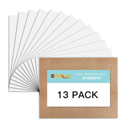 White HTV Heat Transfer Vinyl Bundle: 13 Pack 12" x 10" White Iron on Vinyl for T-Shirt, White Heat Transfer Vinyl for Silhouette Cameo or Heat Press Machine