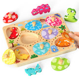 Zeoddler Wooden Puzzles for Toddlers, 8 Pcs Dinosaur Matching Egg Puzzle, Montessori Toys for Boy Girl Easter Birthday Gifts, Preschool Learning Activities & Educational Toys for Boys, Girls Zeoddler