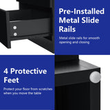 HOMMPA LED Nightstand with Wireless Charging Station & USB Ports, Modern Bedside Table, Black Night Stand with Open Compartment, Smart Nightstand High Gloss Surface for Bedroom HOMMPA