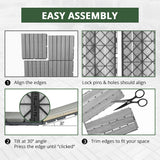 BEEFURNI Acacia Interlocking Deck Tiles (12"x 12" 20 PCS), Wood Deck Tiles Interlocking Outdoor All Weather, Patio Flooring for Indoor Outdoor use, 1 Year Warranty (Light Gray) BEEFURNI