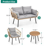 YITAHOME Sectional Sofa Couches for Living Room, 4 Seater Sectional Sofa Set with Thickness Cushions and Side Table - Grey YITAHOME