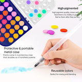 Paint Set, 48 Colors Non-toxic Watercolor Paint with a Brush Refillable a Water Brush Pen and Palette, Washable Water Color Paints Sets for Kids, Adults，and Artists RVOGJP