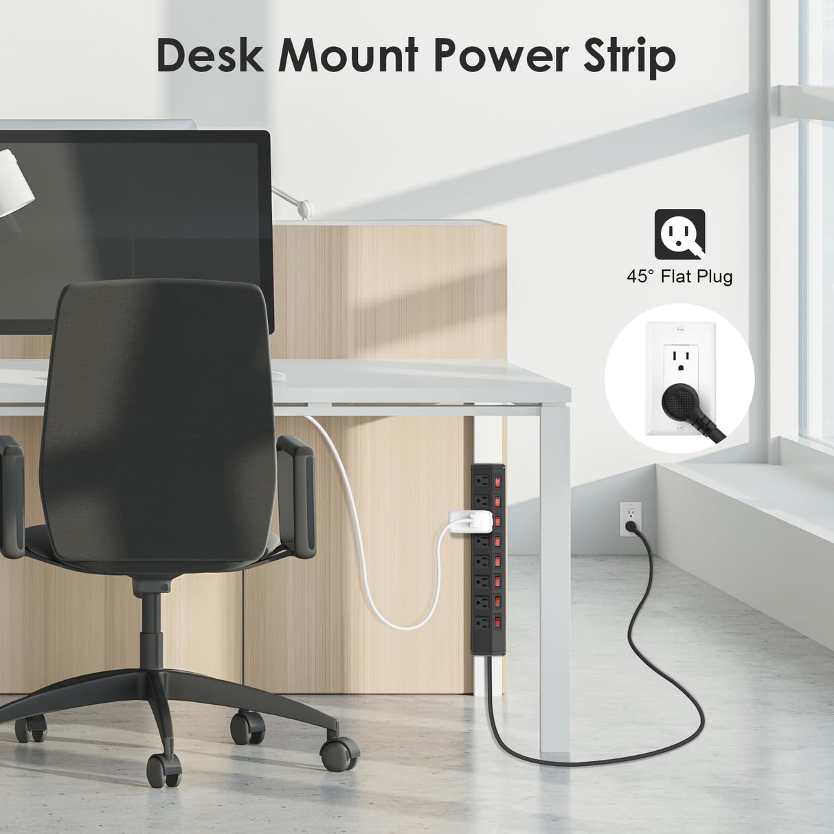 8 Outlet Heavy Duty Power Strip with 8 Individual Switches,Moutable Metal Power Strip Surge Protector 1200 Joules,6FT 14AWG Extension Cord,15A 1800W 125V 60Hz ANNQUAN