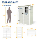 UDPATIO Outdoor Storage Shed 5x3 FT, Resin Garden Shed for Bike, Garbage Can, Tool, Plastic Outside Sheds & Outdoor Storage Storage Box with Lockable Door for Backyard, Patio, Lawn, Sandstone UDPATIO