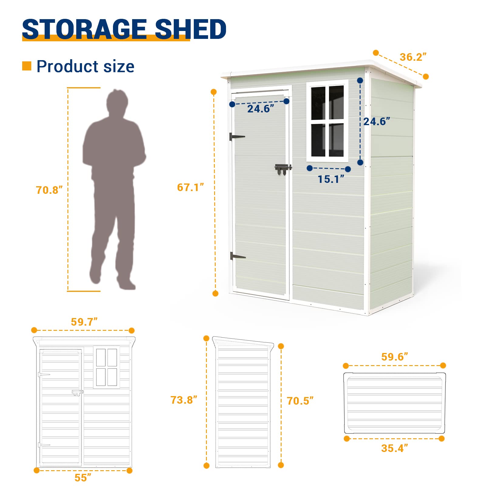 UDPATIO Outdoor Storage Shed 5x3 FT, Resin Garden Shed for Bike, Garbage Can, Tool, Plastic Outside Sheds & Outdoor Storage Storage Box with Lockable Door for Backyard, Patio, Lawn, Sandstone - WoodArtSupply