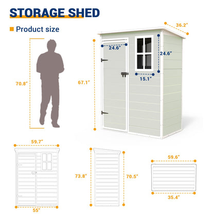 UDPATIO Outdoor Storage Shed 5x3 FT, Resin Garden Shed for Bike, Garbage Can, Tool, Plastic Outside Sheds & Outdoor Storage Storage Box with Lockable Door for Backyard, Patio, Lawn, Sandstone - WoodArtSupply