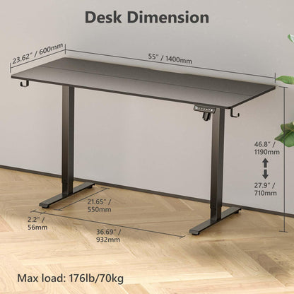 VVENACE 48'' x 24'' Electric Standing Desk Adjustable Height with Wheels, Sit Stand Up Desk, Home Office Desk, Rising Lifting Ergonomic Desk with Spliced Desktop Black