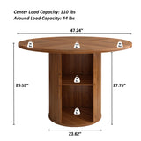 weselon 47 inch Round Dining Table for 4, Kitchen Table Dinner Table with 2-Layer Storage Shelf and Wood Slide Door for Home Dining Room Living Room (Walnut) weselon