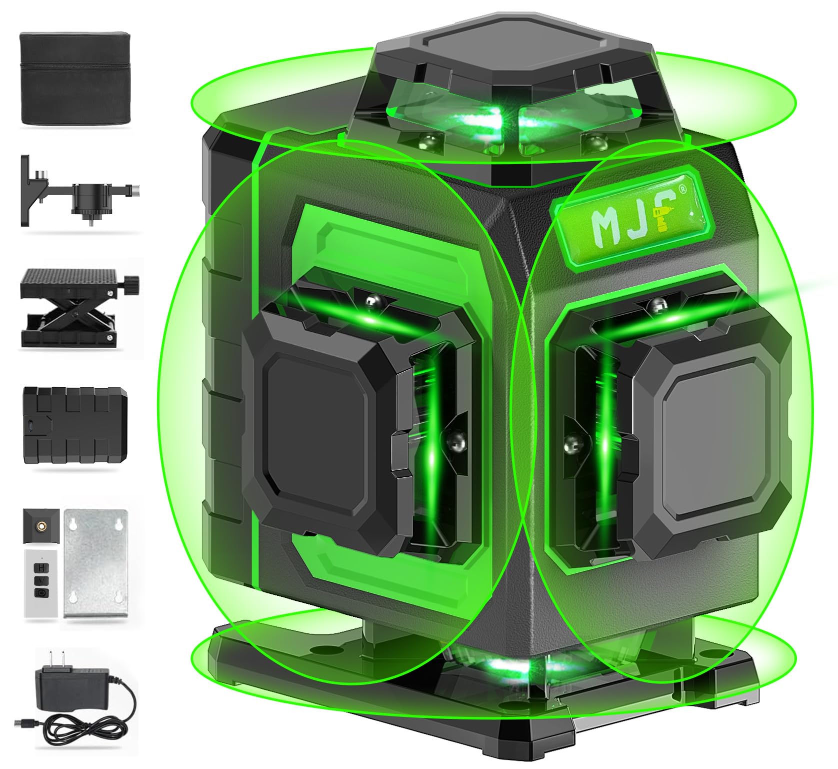 MJF Laser Level, 16 Green Cross Line, Pocket Size, 4D Lasers with Rechargeable Long-Lasting Battery, High Accuracy Nivel Level, with Self-leveling, Ideal for Construction and Home Décor - WoodArtSupply