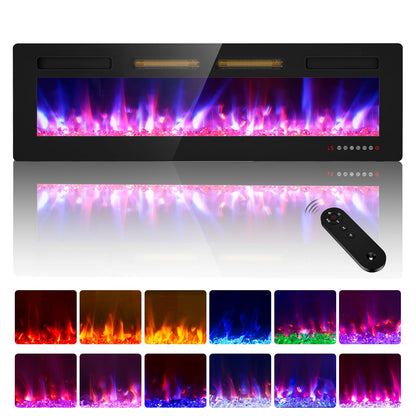 Zionheat 60 inches Electric Fireplace-Wall Fireplace for Living Room-Fireplace Freestanding/Inserts/Wall Mounted with Remote Control, Timer, Dimmer, 12 Flame Colors, 750/1500W, Ultra Thin