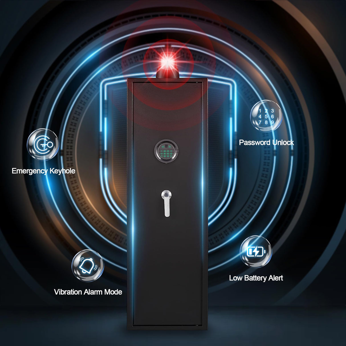 4-6 Gun Safe, Large Gun Safes for Rifle & Pistol Storage, Gun Cabinet for Rifles and Shotguns, Quick Access Rifle Safe with Removable Gun Rack, Long Gun Safe with Dual Alarm & Interior Storage Cabinet BONANO