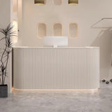 Beauty Salon Reception Desk, Striped Decorative Reception Desk Retail Counter Reception Counter Commercial Retail Counter for Office Reception Salon, Ships in One Piece, Customized Logo odrma