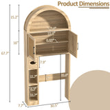 Spurgehom Over The Toilet Storage Cabinet, Bathroom Shelf Organizer Freestanding, Bathroom Arch Cabinet Over Toilet with Toilet Paper Holder and Anti-Tipping Device (Wood & Wicker Door) Spurgehom
