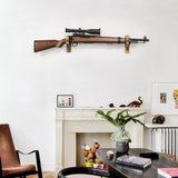 Giassvio Rifle Gun Rack Wall Mount - Wooden Shotgun Hooks Holder Horizontal, Single Gun Display Hanger for Wall, Charcoal Brown Giassvio