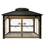 Gazebo Universal Replacement Mosquito Netting – Hugline 10' x 10' Outdoor Mesh Netting Screen 4-Panel Sidewall Curtain with Zipper (Khaki) Hugline
