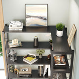 GLAUBIO 6 Tier Small Corner Bookshelf with Storage Cabinet,L Shaped Black Bookshelf with Doors,Industrial Corner Plant Stand,Corner Book Shelf,Small Bookcase for Living Room, Home Office GLAUBIO