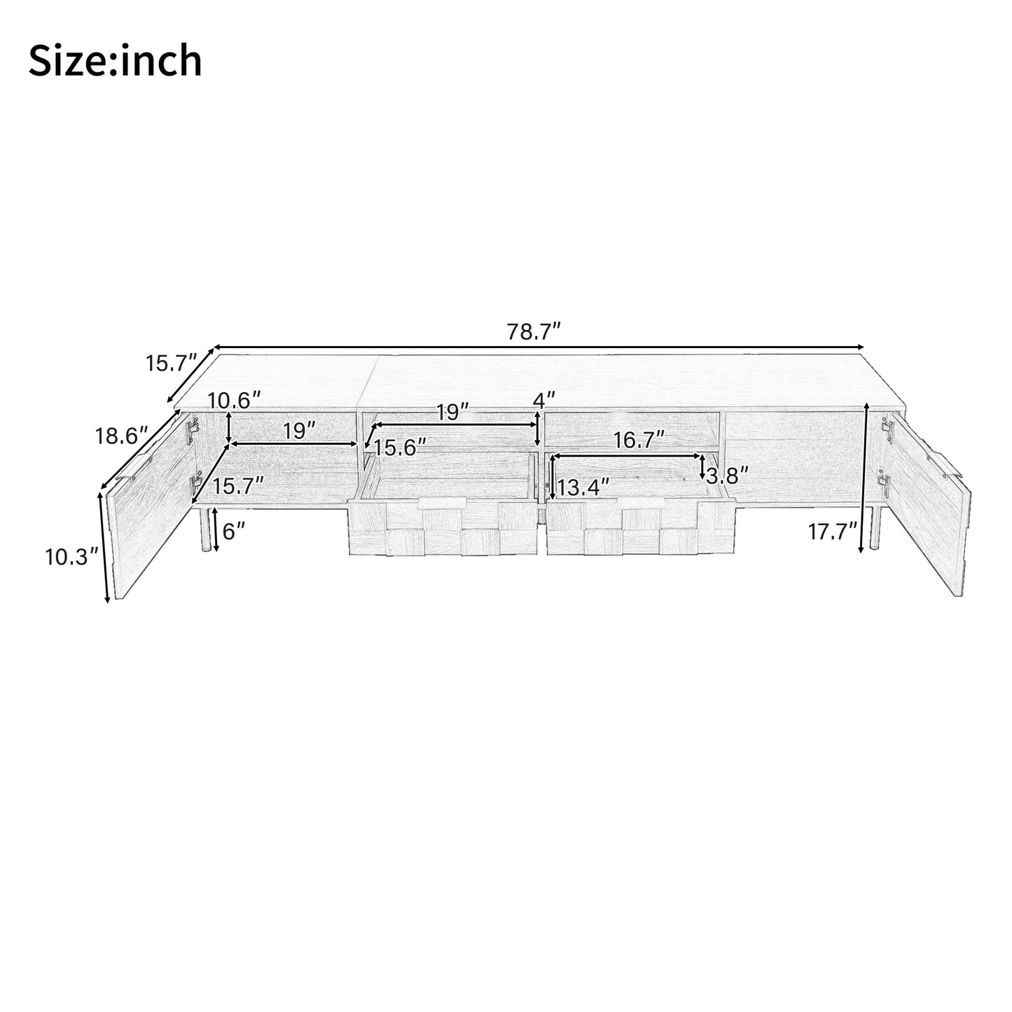 Merax 80" TV Stand for TVs Up to 85", Modern Entertainment Center with 2 Drawers, 2 Doors, and Open Space, Media Console with Unique Mosaic Front Design for Living Room