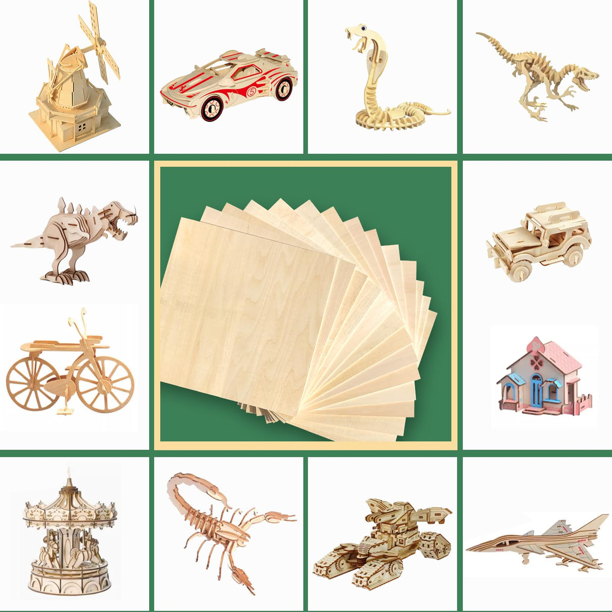 12 Pack 12"x12"Basswood Sheets 1/16",1.5mm Basswood for Laser Cutting,Craft Wood,Unfinished Wood,1.5mm Plywood for Laser Cutting,Wood for Laser Cutting and Engraving,1/16 Plywood for Laser Cutting QSJQllo