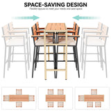 YITAHOME 5-Piece Light Brown Outdoor Wicker Bar Table Set with Chairs for Stylish Patio Dining YITAHOME
