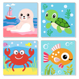 QENSPE Framed 4 Pack Paint by Numbers Kit for Kids,Cute Sea Animals Kids Paint by Number Ages 8-12,Crab and Fish DIY Acrylic Oil Painting Arts on Canvas for Children Beginner,Home Wall Decor (8x8inch) QENSPE