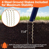 SUPER DEAL Outdoor Swing Set for Kids, Metal Playset with Adjustable Swings, Climbing Ladder and Nets, Swing Glider, Basketball Hoop for Backyard Playground, Heavy Duty 6 in 1 SUPER DEAL