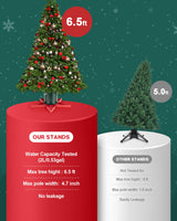 GuuG Real Christmas Tree Stand Base - Live Trees Small Christmas Tree Holder up to 6.5ft Trees for Real Xmas Trees 0.53 Gal Star+ Green&Red GuuG