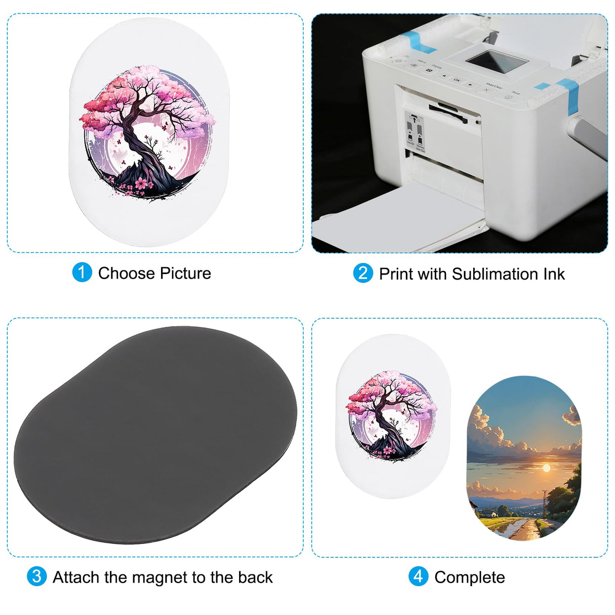 PATIKIL 2.8x2 in Sublimation Magnet Blanks, 10pcs Sublimation Blanks Products Personalized Refrigerator Magnets for Kitchen Fridge Home Decor, Oval PATIKIL