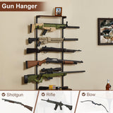 Poyilooo Gun Rack, Floor Rifle Rack Holds up 5 Guns, Indoor Gun Rack for Wall Gun Display Stand Gun Gun Storage Organizer Rifle Holder Hunting Gun Shelf (Large-19.7 L*12.6 W*71 H in) Poyilooo