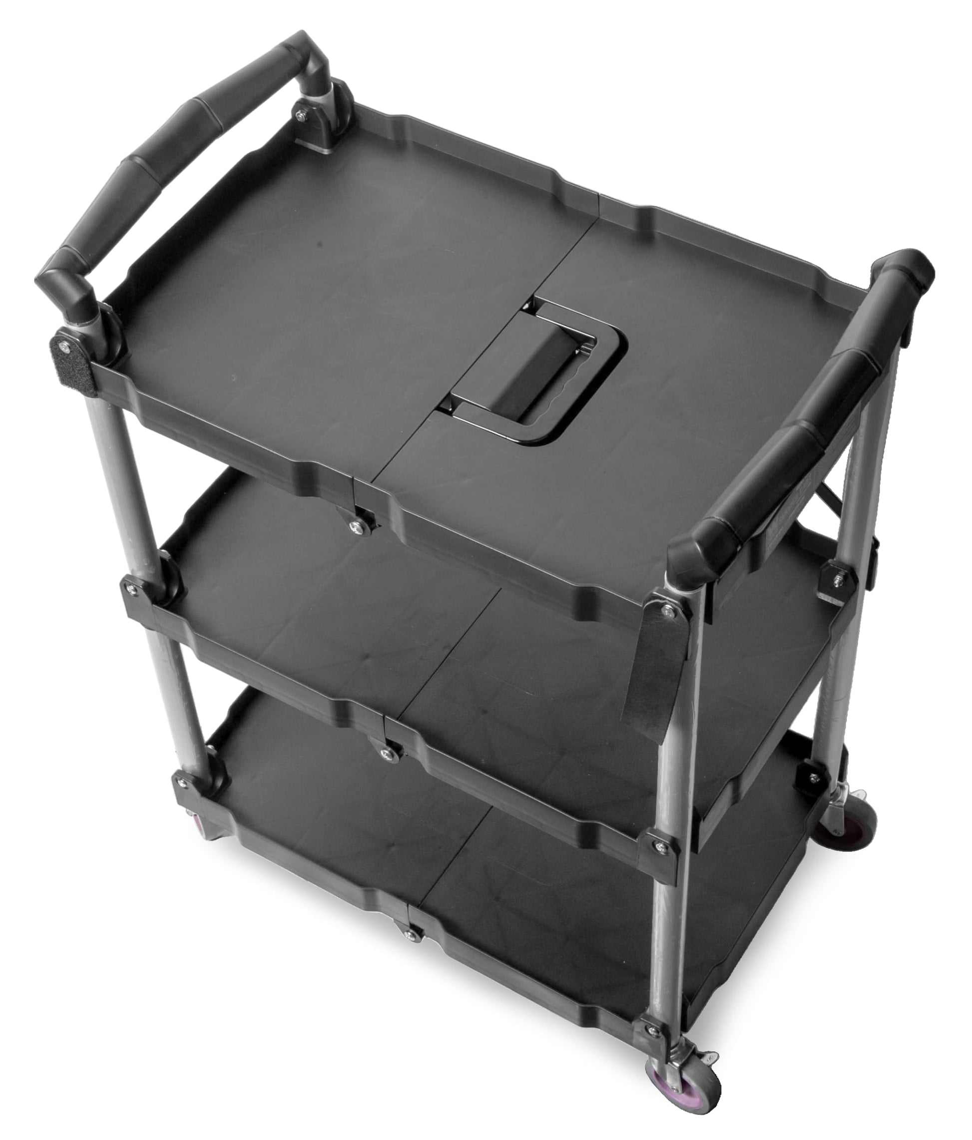 WEN Compact Foldable Service Utility Cart, Three Tier with 165-Pound Capacity (73065) - WoodArtSupply