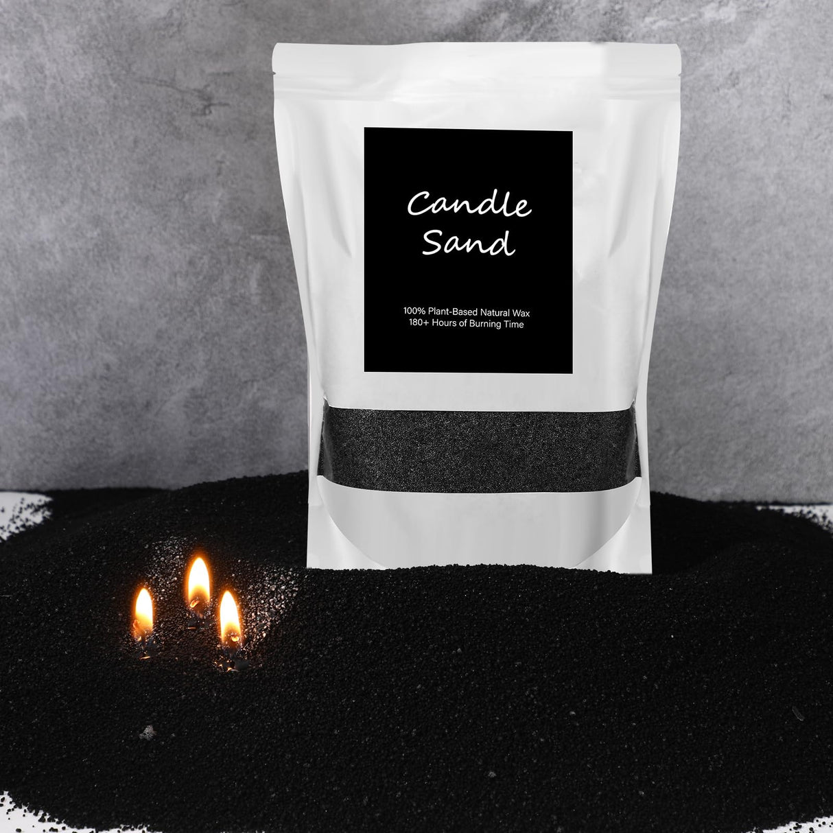 MTLEE Candle Sand 3.3 lb DIY Candle Sand Candle Making Kit Included 20 Pcs Wicks and Refillable Beaded Wax Sand Candle Sand with Wicks Self Extinguish Candle for Home Wedding Party(Black) MTLEE