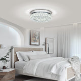 11.8” Crystal Ceiling Light Fixture Bedroom Chandelier Ceiling Light LED Flush Mount Chandelier for Dining Room Hallway (6500K Cool White) Without Remote Control Cainjiazh