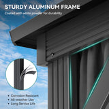 YITAHOME 10x12ft Hardtop Gazebo with Nettings and Curtains, Heavy Duty Double Roof Galvanized Steel Outdoor Combined of Vertical Stripes Roof for Patio, Backyard, Deck, Lawns, Gray YITAHOME