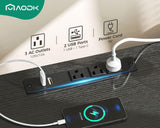 AODK Dresser with Charging Station, 52-Inch Long Dresser for Bedroom with 7 Large Fabric Drawers, Dresser TV Stand with Open Shelves for 55-Inch TV, Dark Grey AODK