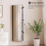 Vlsrka 47.2" LED Jewelry Mirror Cabinet, Wall/Door Mounted Hanging Jewelry Armoire Organizer with Full-Length Mirror, Large Storage Cabinet, 4 Drawers, 5 Shelves, Built-in Lighted Mirror (Black) Vlsrka