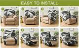 CHNSHOME Recliner Chair Covers, 4-Piece Stretchy Slipcover with Remote Control Pocket, Black and White Leaves Pattern, Traditional Style CHNSHOME