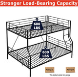 FUSVZ Metal Full XL Over Queen Bunk Beds for Adults, Heavy-Duty Bunk Bed Full XL Over Queen Size with Ladder for Kids Boys Girls Teens, Convertible to 2 separate beds, Weight capacity: 600 lbs (Black) FUSVZ