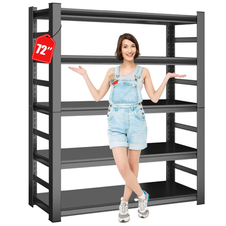 Hymnxemo 47.2" W Garage Shelving Heavy Duty Storage Shelves 5 Tier Adjustable Heavy Duty Shelving 4000LBS Metal Shelves for Garage Storage Rack Utility Rack Industrial Shelf 72" H x 47.2" W x 23.6" D Hymnxemo