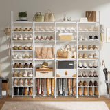 WOWLIVE 4 Row 9 Tiers Extra Large Shoe Rack 64-72 Pairs Big Tall Metal Shoe Shelf, Heavy Duty Organizer for Closet Entryway, Boot Rack Storage Stackable Stand for Garage White WOWLIVE